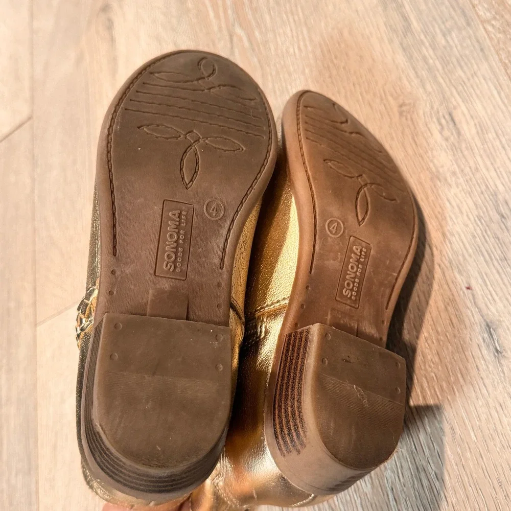 Sonoma‎ Girl's Zaria Gold Ankle Western Boots Size 4 Toddler Side Zipper Cute